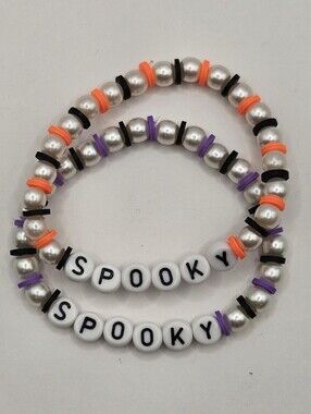 'Spooky' Halloween-Inspired Handmade Beaded Clay Bracelets Set Of 2